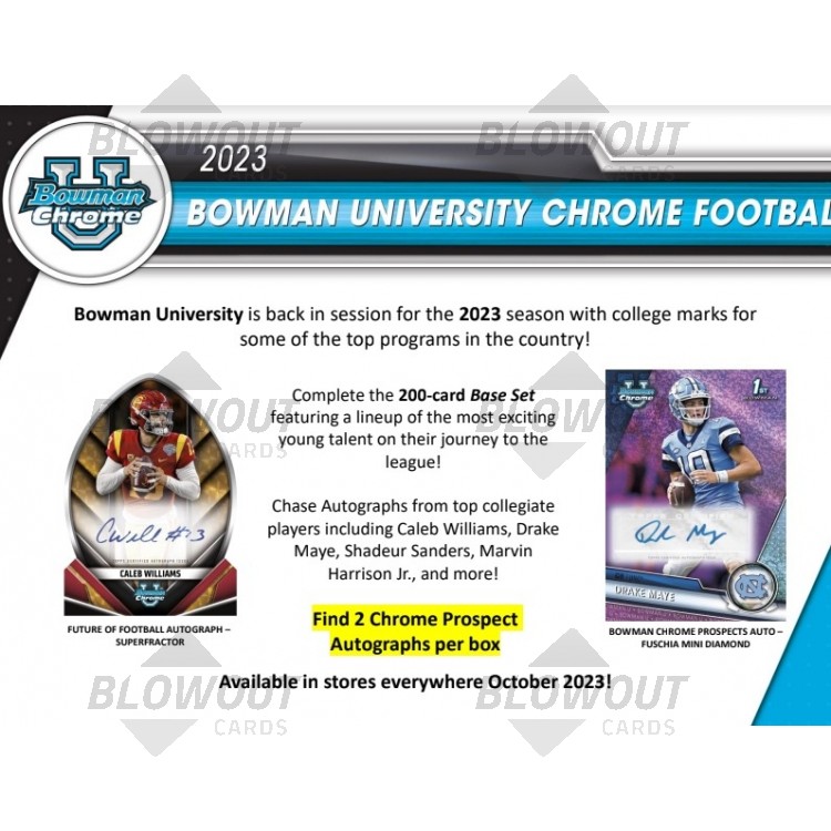 2023 Bowman Chrome University Football Hobby 12 Box Case