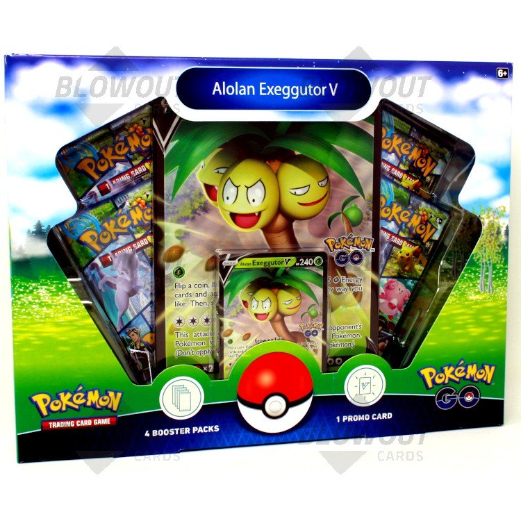 Pokemon GO TCG Trading Card Game: Alolan Exeggutor V Box - 4 booster packs  + promos! 