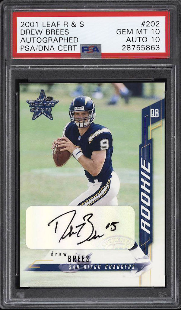 Autographed Drew Brees Chargers Football Slabbed Rookie Card