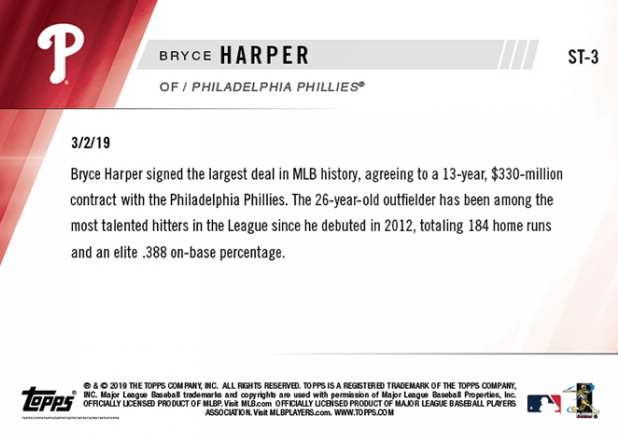 Bryce Harper Philadelphia Phillies 2022 MLB Topps Now Card