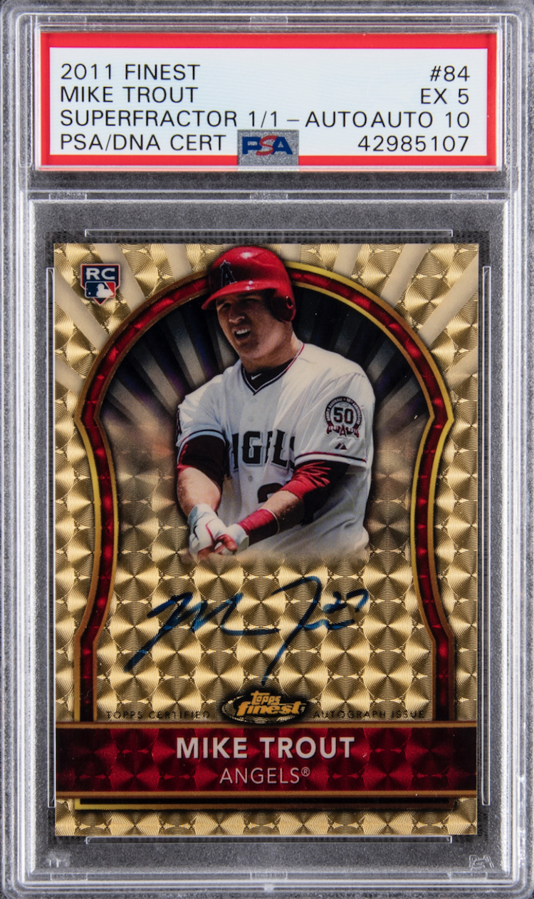 2013 Topps Finest 1 Mike Trout Angels RC Rookie PSA 10 Gem 