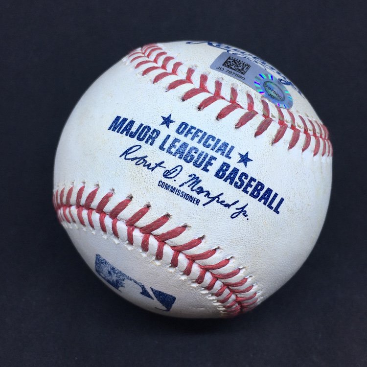 Bobby Witt Jr. Autographed Game-Used Baseball from MLB Debut (Perez Foul)
