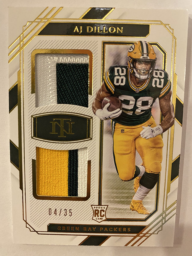 2021 Panini Donruss Football THREADS AJ Dillon Jersey Patch Green Bay  Packers 