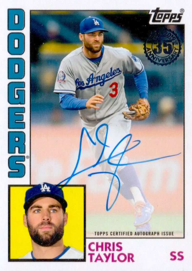 Chris Taylor Signed Wild Card Walk-off Topps Now Game Used Base