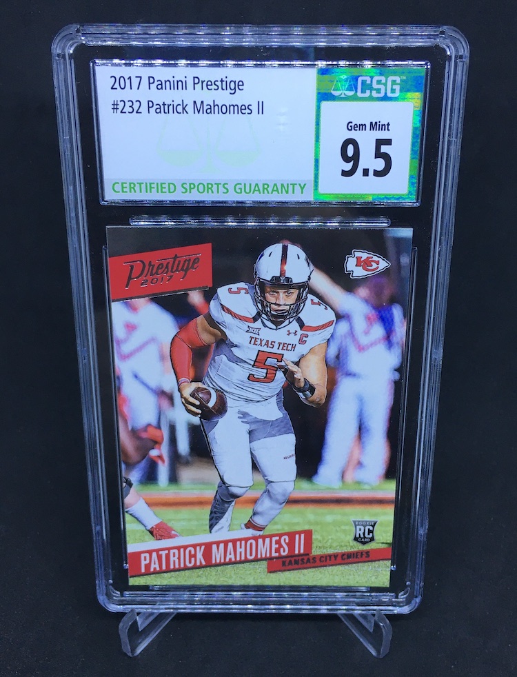 Patrick Mahomes Texas Tech Red Raiders 2017 Panini Prestige Extra Points  Blue Rookie #232 Card - BGS 9