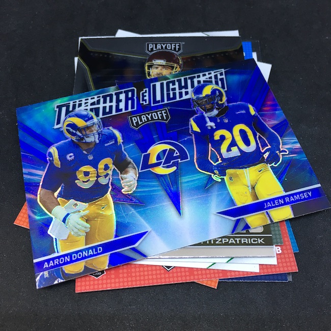 NEW 2021 Panini PLAYOFF Football Card FACTORY SEALED JUMBO Pack w/40 Cards  - Look for EXCLUSIVE BLUE Parallel! Plus Custom Patrick Mahomes Card Shown