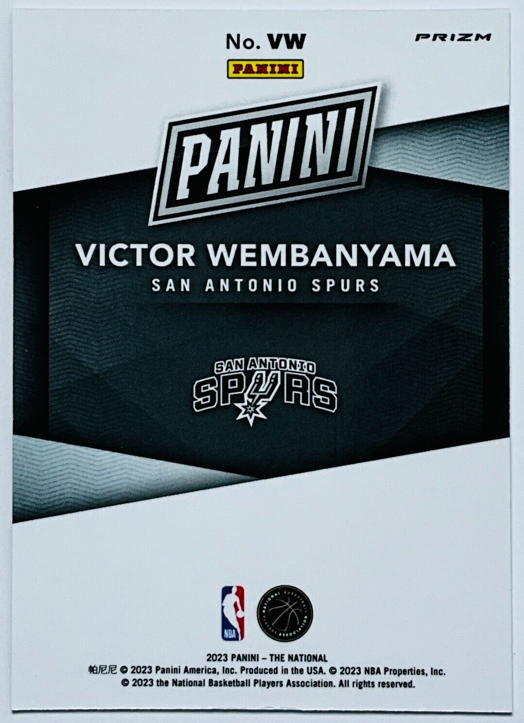 2023 Panini Draft Night 2023 VICTOR WEMBANYAMA 1st Panini ROOKIE CARD -  Plus Bonus Custom Made Basketball Novelty Card - San Antonio Spurs